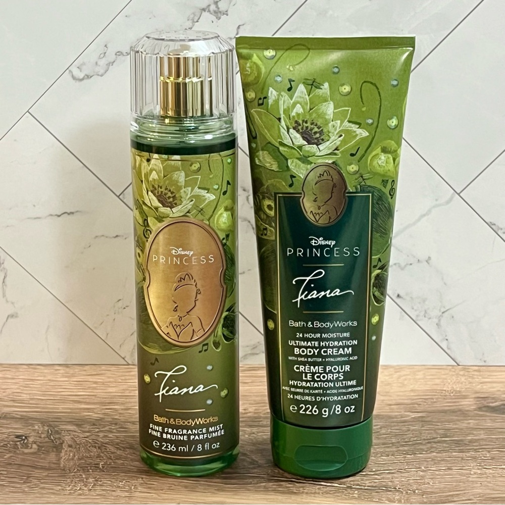 NEW Bath & Body Works DISNEY PRINCESS TIANA 2 Piece Set Lot Body Cream Fine Mist